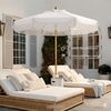 AMMSUN 8.5ft Boho Wood Patio Umbrella Market Umbrellas with Pulley Lift | Luxury Handcrafted Tassel, Heavy Duty Frame with Wood Pole & Ribs, UPF 50+, Air Vent,Premium for Garden, Pool, Beach, Events(Natural Cloud White)