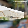 AMMSUN 8.5ft Boho Wood Patio Umbrella Market Umbrellas with Pulley Lift | Luxury Handcrafted Tassel, Heavy Duty Frame with Wood Pole & Ribs, UPF 50+, Air Vent,Premium for Garden, Pool, Beach, Events(Natural White)