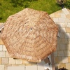 AMMSUN 9ft Hula Thatched Tiki Umbrella Hawaiian Style Beach Patio Umbrella and 8 Ribs with Crank Lift UPF 50+ Outdoor Tiki Bar, Tropical Palapa, Patio Garden Beach Pool Backyard Natural Color