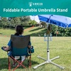 AMMSUN Foldable Portable Beach Umbrella Stand, Patio Umbrella Base Holder | Outdoor Sunshade Anchor, with Weight Bag, Rust-Free Tempered Iron Umbrella Stand for Courtyard, Garden, Beach, Lawn, Fishing(White)