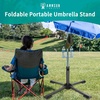 AMMSUN Foldable Portable Beach Umbrella Stand, Patio Umbrella Base Holder | Outdoor Sunshade Anchor, with Weight Bag, Rust-Free Tempered Iron Umbrella Stand for Courtyard, Garden, Beach, Lawn, Fishing(Black)