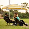 AMMSUN Shade Umbrella, Premium Portable Umbrella with Stand, 6.5ft Lightweight Free Standing Canopy for Sporting Games, Adjustable Instant Sun Protection and Easy to Carry, Light Blue(Stripe Yellow)