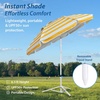 AMMSUN Shade Umbrella, Premium Portable Umbrella with Stand, 6.5ft Lightweight Free Standing Canopy for Sporting Games, Adjustable Instant Sun Protection and Easy to Carry, Light Blue(Stripe Yellow)