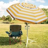 AMMSUN Shade Umbrella, Premium Portable Umbrella with Stand, 6.5ft Lightweight Free Standing Canopy for Sporting Games, Adjustable Instant Sun Protection and Easy to Carry, Light Blue(Stripe Yellow)