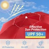 AMMSUN Shade Umbrella, Premium Portable Umbrella with Stand, 6.5ft Lightweight Free Standing Canopy for Sporting Games, Adjustable Instant Sun Protection and Easy to Carry, Light Blue(Red)