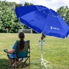 AMMSUN Shade Umbrella, Premium Portable Umbrella with Stand, 6.5ft Lightweight Free Standing Canopy for Sporting Games, Adjustable Instant Sun Protection and Easy to Carry, Light Blue(Blue)