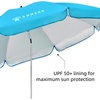 AMMSUN XL Chair Umbrella with Universal Clamp Adjustable 47 inches and 360-degree Swivel UPF 50+, Portable Clamp on Camping or Beach Chair, Stroller, Wheelchair, Golf cart, Bright Blue, Large-sized(Bright Blue-2 PACK)