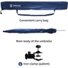 AMMSUN XL Chair Umbrella with Universal Clamp Adjustable 47 inches and 360-degree Swivel UPF 50+, Portable Clamp on Camping or Beach Chair, Stroller, Wheelchair, Golf cart, Bright Blue, Large-sized(Navy Blue)