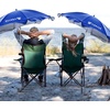 AMMSUN XL Chair Umbrella with Universal Clamp Adjustable 47 inches and 360-degree Swivel UPF 50+, Portable Clamp on Camping or Beach Chair, Stroller, Wheelchair, Golf cart, Bright Blue, Large-sized(Blue-2 PACK)
