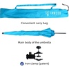 AMMSUN XL Chair Umbrella with Universal Clamp Adjustable 47 inches and 360-degree Swivel UPF 50+, Portable Clamp on Camping or Beach Chair, Stroller, Wheelchair, Golf cart, Bright Blue, Large-sized(Bright Blue-2 PACK)