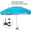 AMMSUN XL Chair Umbrella with Universal Clamp Adjustable 47 inches and 360-degree Swivel UPF 50+, Portable Clamp on Camping or Beach Chair, Stroller, Wheelchair, Golf cart, Bright Blue, Large-sized(Bright Blue)