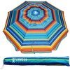 AMMSUN 6.5ft Portable Patio Beach Umbrella for Sand with Tilt, Air Vent | UPF50+ Sun Protection, Windproof Outdoor Umbrellas with Carry Bag, for Patio Beach Garden Pool Backyard, Yellow Stripes(Sun Dance Red)