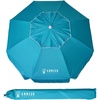 AMMSUN 6.5ft Portable Patio Beach Umbrella for Sand with Tilt, Air Vent | UPF50+ Sun Protection, Windproof Outdoor Umbrellas with Carry Bag, for Patio Beach Garden Pool Backyard, Yellow Stripes(Blue Sky)