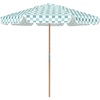 AMMSUN 7.8FT Outdoor Patio Umbrella, Boho Wood Pole Market Table Umbrella | Heavy-Duty Build Quality, UPF 50+ Sun Protection and Waterproof Canvas, Hand-Crafted Ash Wood Pole, Air Vent, a Carry Bag(Green Plaid)