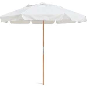 AMMSUN 7.8FT Outdoor Patio Umbrella, Boho Wood Pole Market Table Umbrella | Heavy-Duty Build Quality, UPF 50+ Sun Protection and Waterproof Canvas, Hand-Crafted Ash Wood Pole, Air Vent, a Carry Bag(Arctic White)