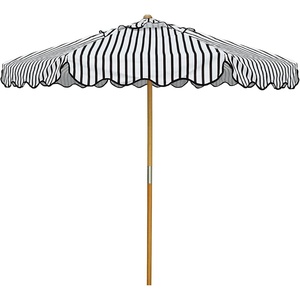 AMMSUN 8.2FT Vintage Wood Outdoor Patio Umbrella with a Handy Pulley System | Premium Wooden Pole and Ribs, Heavy-Duty UPF 50+ Waterproof Canvas, a Smooth Pulley System for Effortless Opening and Closing(Vintage Monochrome)
