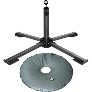 AMMSUN Foldable Portable Beach Umbrella Stand, Patio Umbrella Base Holder | Outdoor Sunshade Anchor, with Weight Bag, Rust-Free Tempered Iron Umbrella Stand for Courtyard, Garden, Beach, Lawn, Fishing(Black)