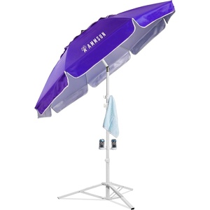 AMMSUN Shade Umbrella, Premium Portable Umbrella with Stand, 6.5ft Lightweight Free Standing Canopy for Sporting Games, Adjustable Instant Sun Protection and Easy to Carry, Navy Blue(Purple)