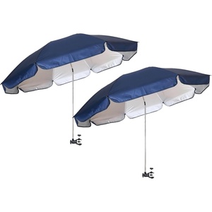 AMMSUN XL Chair Umbrella with Universal Clamp Adjustable 47 inches and 360-degree Swivel UPF 50+, Portable Clamp on Camping or Beach Chair, Stroller, Wheelchair, Golf cart, Bright Blue, Large-sized(Navy Blue-2 PACK)