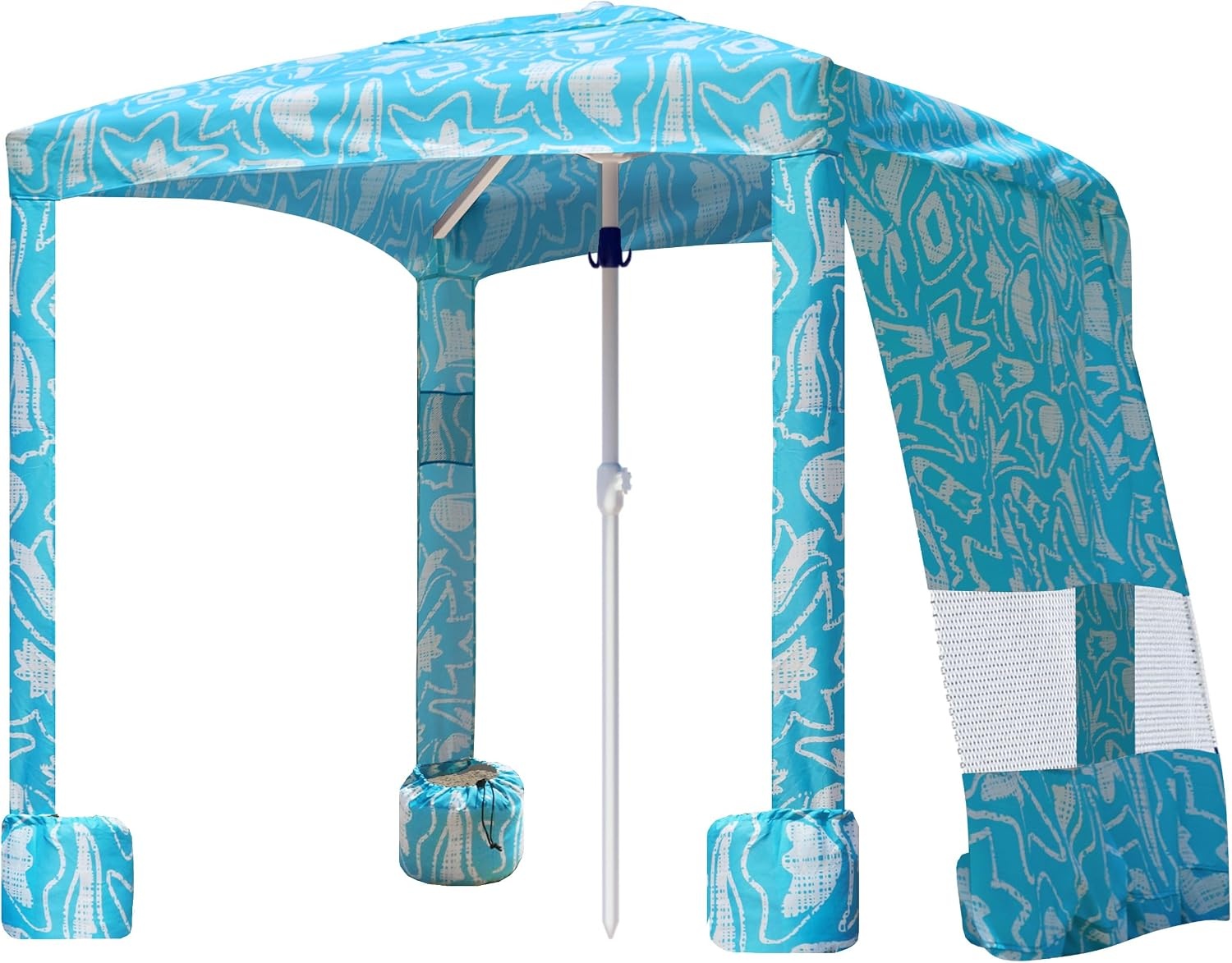image:imageAMMSUN Beach Cabana 6565 Beach Canopy Easy Set up and Take Down Cabana Tent with Sand Pockets Instant Sun Shade with Side Wall Coral TropicalTropical Aqua