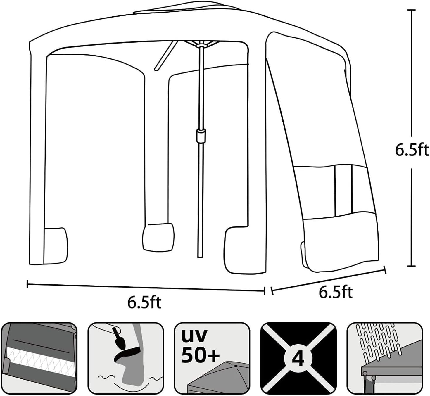 image:imageAMMSUN Beach Cabana 6565 Beach Canopy Easy Set up and Take Down Cabana Tent with Sand Pockets Instant Sun Shade with Side Wall Coral TropicalVibrant Stripe
