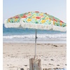 AMMSUN 6.5ft Heavy Duty Fringe Beach Umbrella with Sand Anchor Tilt UPF50+ | Windproof,Carry Bag for Patio Garden Pool Backyard, Height Adjusting for All-Day Shade, Removable Sand Anchor(Citrus)