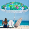 AMMSUN 6.5ft Tropical Fringe Beach Umbrella with Sand Anchor,Tilt,Air Vent | Heavy Duty High Wind Sun Shade Umbrellas,UPF50+,Portable Carry Bag,Windproof,for Sand Patio Garden Pool Backyard Outdoors