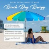 AMMSUN 7.5ft Large Heavy Duty HIGH Wind Beach Umbrella with sand anchor & Tilt Sun Shelter, UPF 50+ Protection Outdoor Umbrellas Sunshade with Carry Bag for Patio Garden Pool Backyard Rainbow(Celestial Blue)