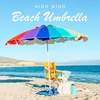 AMMSUN 7.5ft Large Heavy Duty HIGH Wind Beach Umbrella with sand anchor & Tilt Sun Shelter, UPF 50+ Protection Outdoor Umbrellas Sunshade with Carry Bag for Patio Garden Pool Backyard Rainbow(Rainbow)