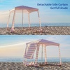 AMMSUN Beach Cabana, 6.5’×6.5′ Beach Canopy, Easy Set up and Take Down, Cabana Tent with Sand Pockets, Instant Sun Shade with Side Wall, Coral Tropical(Elegant Pink)