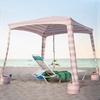 AMMSUN Beach Cabana, 6.5’×6.5′ Beach Canopy, Easy Set up and Take Down, Cabana Tent with Sand Pockets, Instant Sun Shade with Side Wall, Coral Tropical(Elegant Pink)