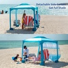 AMMSUN Beach Cabana, 6.5’×6.5′ Beach Canopy, Easy Set up and Take Down, Cabana Tent with Sand Pockets, Instant Sun Shade with Side Wall, Coral Tropical(Gradient Blue)
