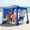 AMMSUN Beach Cabana, 6.5’×6.5′ Beach Canopy, Easy Set up and Take Down, Cabana Tent with Sand Pockets, Instant Sun Shade with Side Wall, Coral Tropical(Sea Flow)