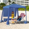 AMMSUN Beach Cabana, 6.5’×6.5′ Beach Canopy, Easy Set up and Take Down, Cabana Tent with Sand Pockets, Instant Sun Shade with Side Wall, Coral Tropical(Siesta Stripe)