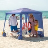 AMMSUN Beach Cabana, 6.5’×6.5′ Beach Canopy, Easy Set up and Take Down, Cabana Tent with Sand Pockets, Instant Sun Shade with Side Wall, Coral Tropical(Siesta Stripe)