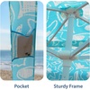 AMMSUN Beach Cabana, 6.5’×6.5′ Beach Canopy, Easy Set up and Take Down, Cabana Tent with Sand Pockets, Instant Sun Shade with Side Wall, Coral Tropical(Tropical Aqua)