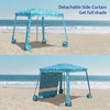AMMSUN Beach Cabana, 6.5’×6.5′ Beach Canopy, Easy Set up and Take Down, Cabana Tent with Sand Pockets, Instant Sun Shade with Side Wall, Coral Tropical(Tropical Aqua)