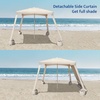 AMMSUN Beach Cabana, 6.5’×6.5′ Beach Canopy, Easy Set up and Take Down, Cabana Tent with Sand Pockets, Instant Sun Shade with Side Wall, Coral Tropical(Vintage Beige)