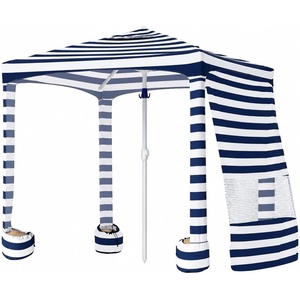 AMMSUN Beach Cabana, 6.5’×6.5′ Beach Canopy, Easy Set up and Take Down, Cabana Tent with Sand Pockets, Instant Sun Shade with Side Wall, Coral Tropical(Navy Sailor)