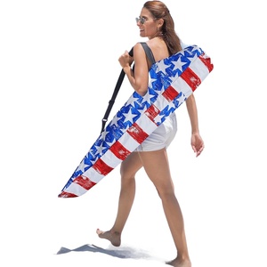 AMMSUN Commercial Grade Beach Umbrella Storage & Carry Bag, Universal Fit | Hard-Wearing Water-Resistant Fabric, Large Capacity for Two 8FT Foldable Umbrellas, Convenient Drawstring, Fit in Car Trunks(Flag Blue/Red)