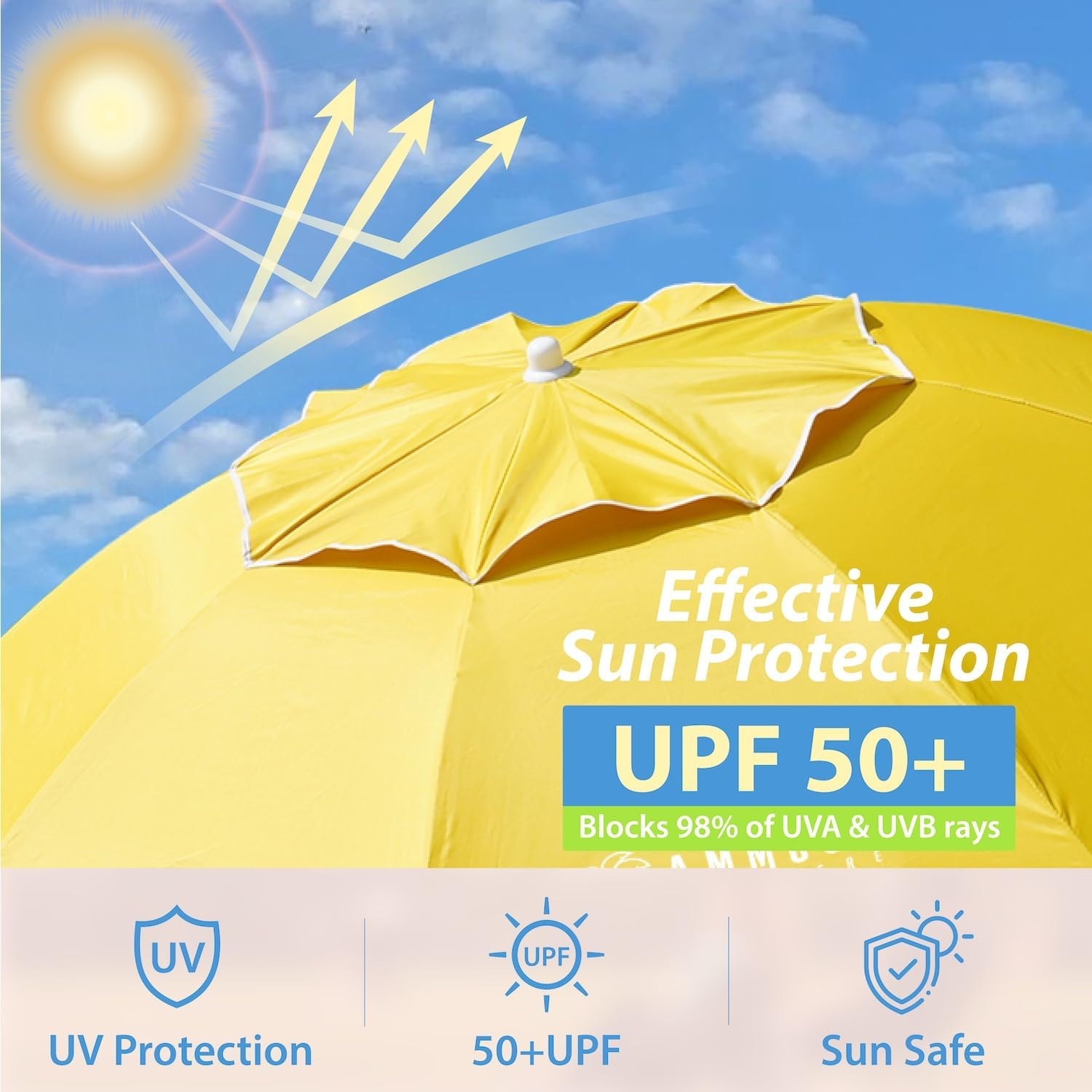 image:imageAMMSUN Shade Umbrella Premium Portable Umbrella with Stand 65ft Lightweight Free Standing Canopy for Sporting Games Adjustable Instant Sun Protection and Easy to Carry Peach PinkYellow