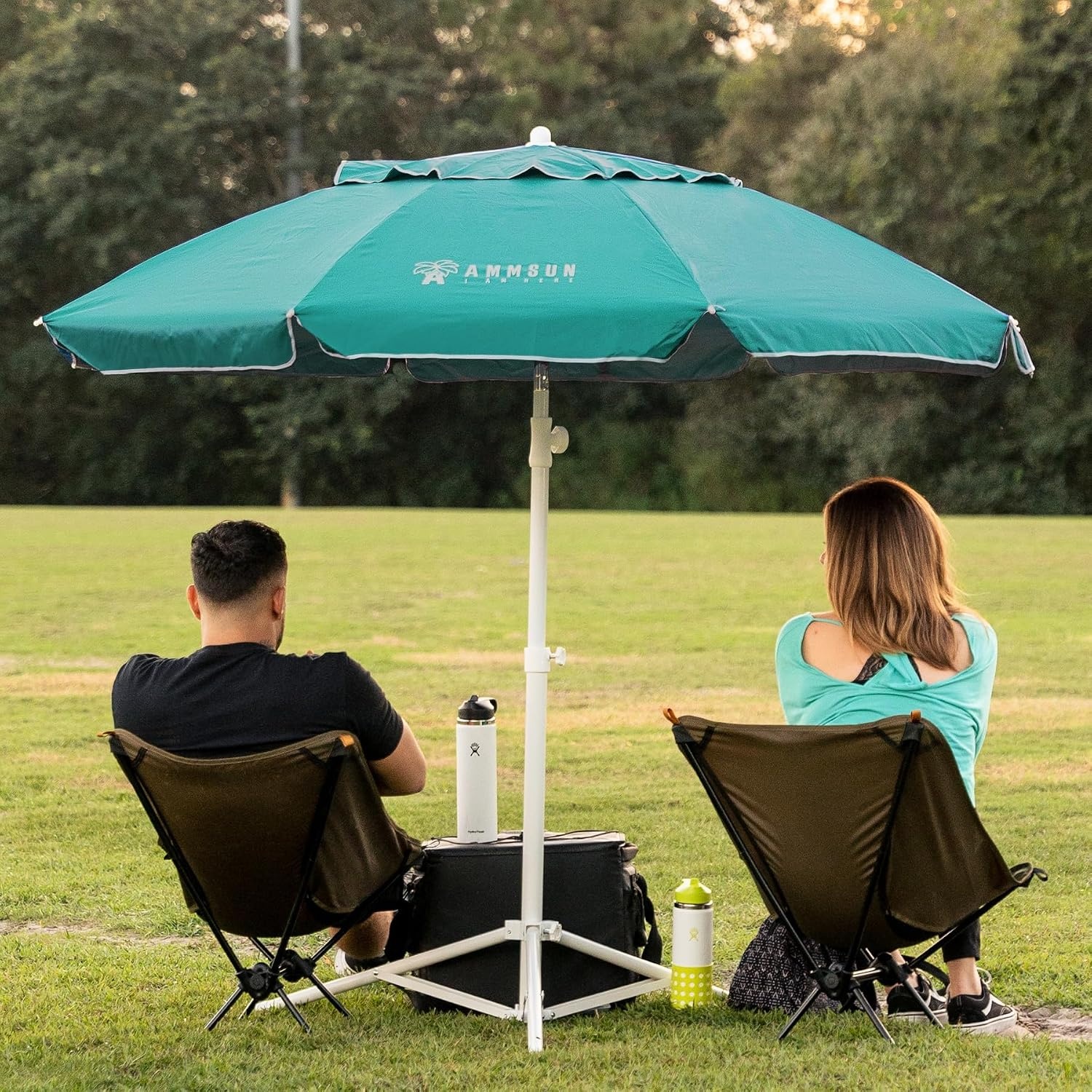 image:imageAMMSUN Shade Umbrella Premium Portable Umbrella with Stand 65ft Lightweight Free Standing Canopy for Sporting Games Adjustable Instant Sun Protection and Easy to Carry Peach PinkTurquoise
