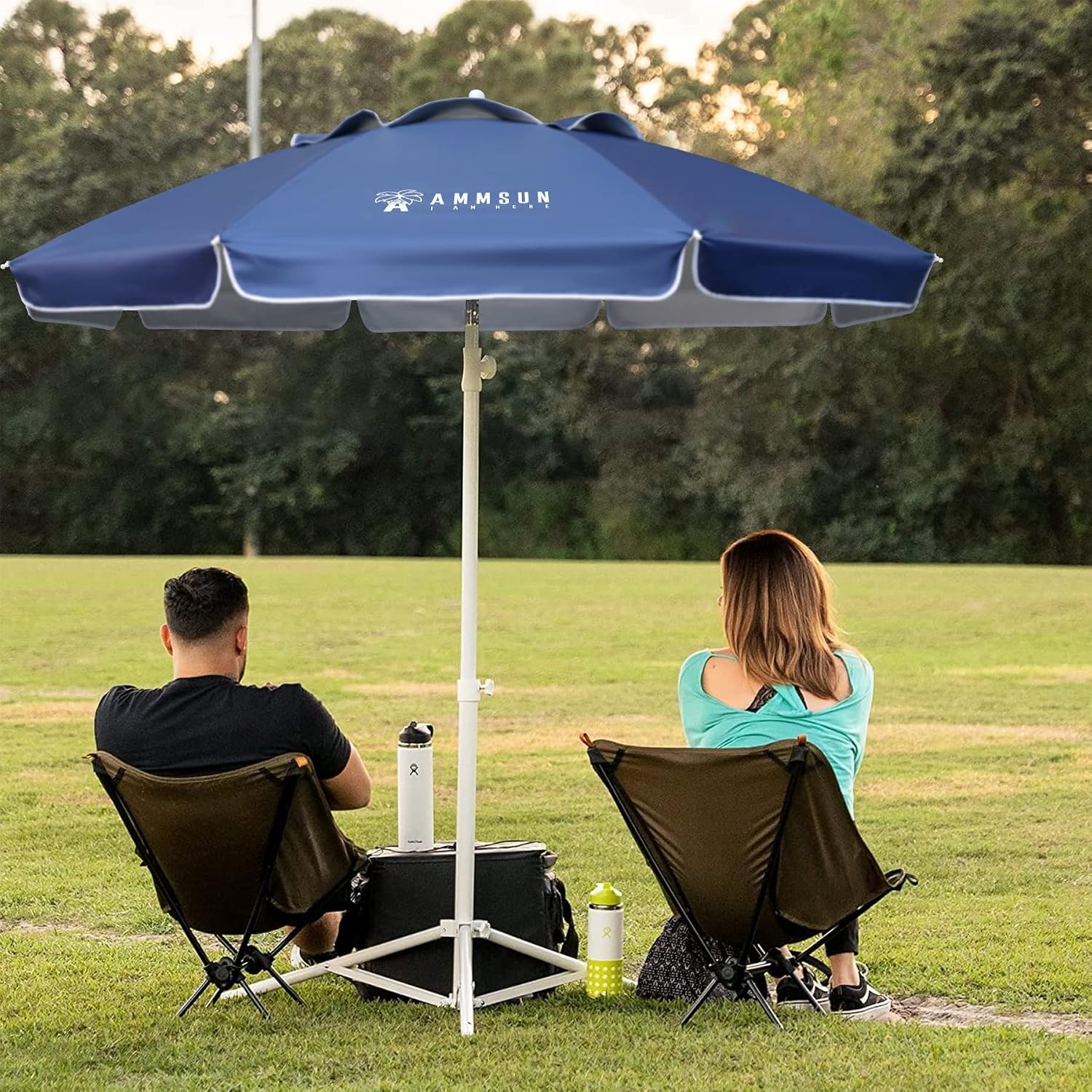 image:imageAMMSUN Shade Umbrella Premium Portable Umbrella with Stand 65ft Lightweight Free Standing Canopy for Sporting Games Adjustable Instant Sun Protection and Easy to Carry Peach PinkNavy Blue