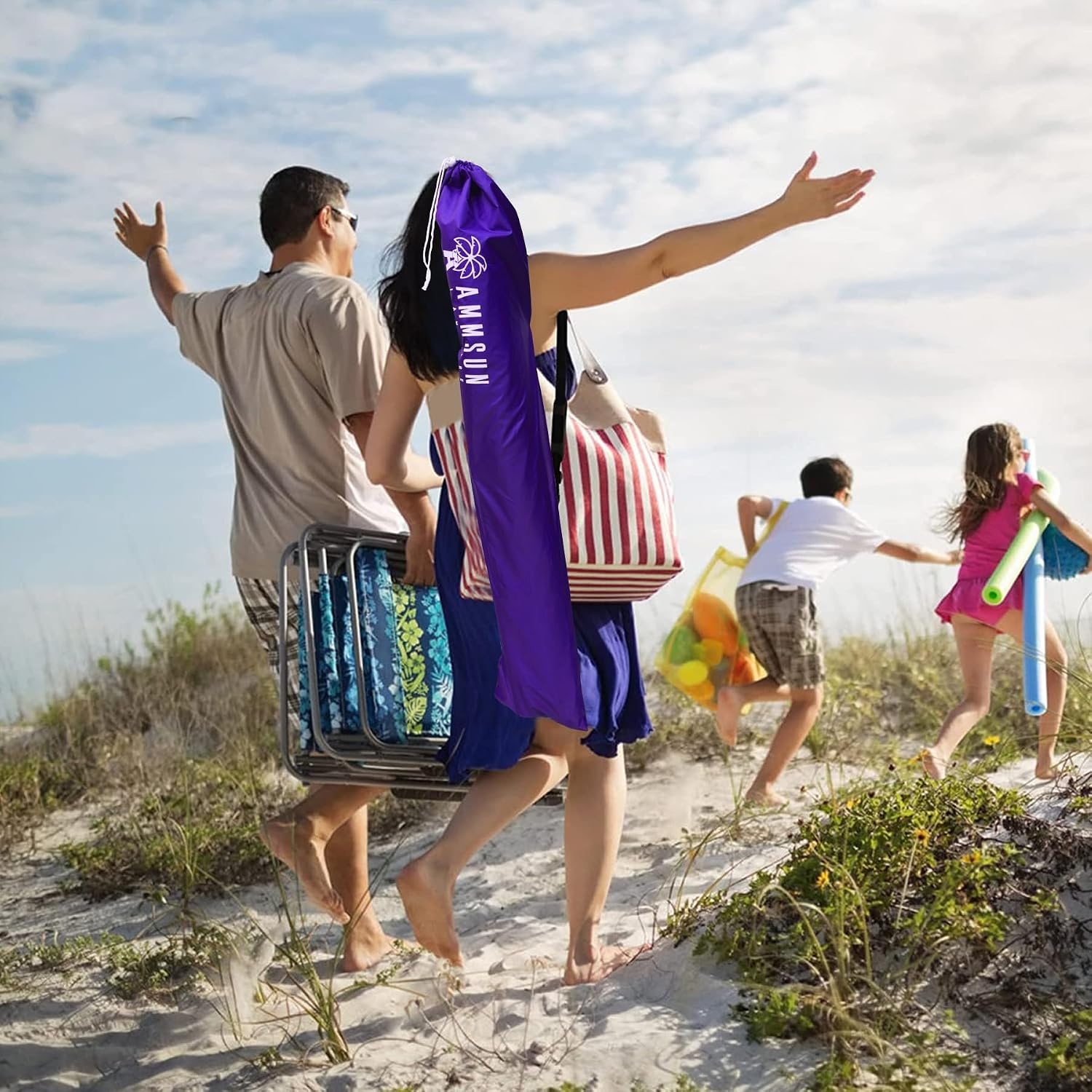image:imageAMMSUN Shade Umbrella Premium Portable Umbrella with Stand 65ft Lightweight Free Standing Canopy for Sporting Games Adjustable Instant Sun Protection and Easy to Carry Peach PinkPurple