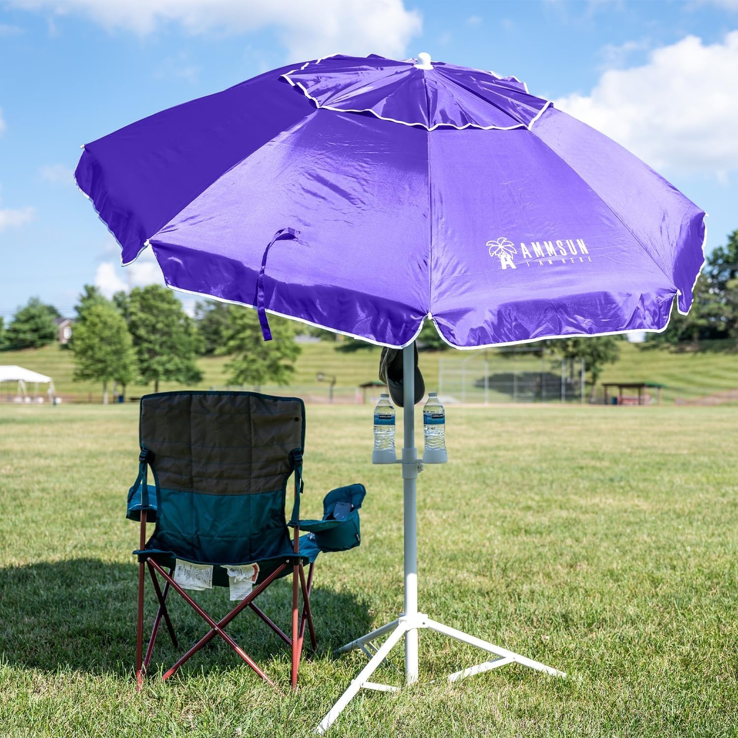 image:imageAMMSUN Shade Umbrella Premium Portable Umbrella with Stand 65ft Lightweight Free Standing Canopy for Sporting Games Adjustable Instant Sun Protection and Easy to Carry Peach PinkPurple
