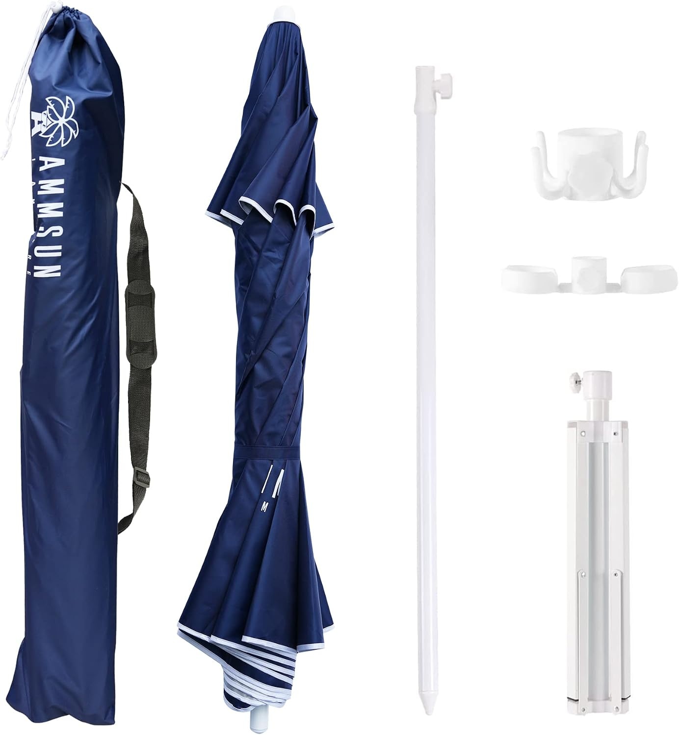 image:imageAMMSUN Shade Umbrella Premium Portable Umbrella with Stand 65ft Lightweight Free Standing Canopy for Sporting Games Adjustable Instant Sun Protection and Easy to Carry Peach PinkNavy Blue