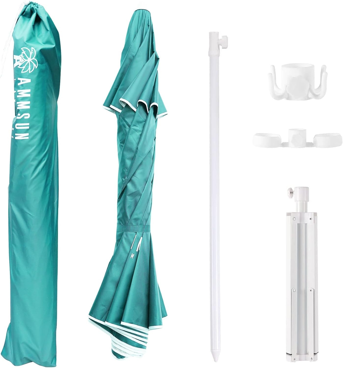 image:imageAMMSUN Shade Umbrella Premium Portable Umbrella with Stand 65ft Lightweight Free Standing Canopy for Sporting Games Adjustable Instant Sun Protection and Easy to Carry Peach PinkTurquoise
