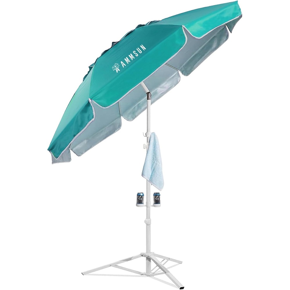 image:imageAMMSUN Shade Umbrella Premium Portable Umbrella with Stand 65ft Lightweight Free Standing Canopy for Sporting Games Adjustable Instant Sun Protection and Easy to Carry Peach PinkTurquoise
