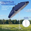AMMSUN Shade Umbrella, Premium Portable Umbrella with Stand, 6.5ft Lightweight Free Standing Canopy for Sporting Games, Adjustable Instant Sun Protection and Easy to Carry, Peach Pink(Navy Blue)