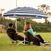 AMMSUN Shade Umbrella, Premium Portable Umbrella with Stand, 6.5ft Lightweight Free Standing Canopy for Sporting Games, Adjustable Instant Sun Protection and Easy to Carry, Peach Pink(Stripe Blue)